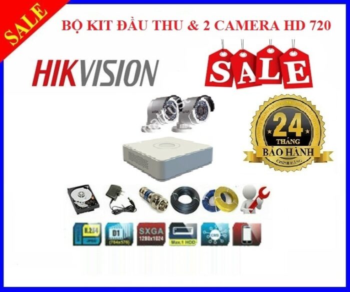Lắp đặt trọn gói bộ 2 camera HIKVISION HD TVI 1.0M