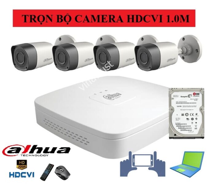 Lắp đặt trọn gói bộ 4 camera DAHUA HD CVI 1.0M